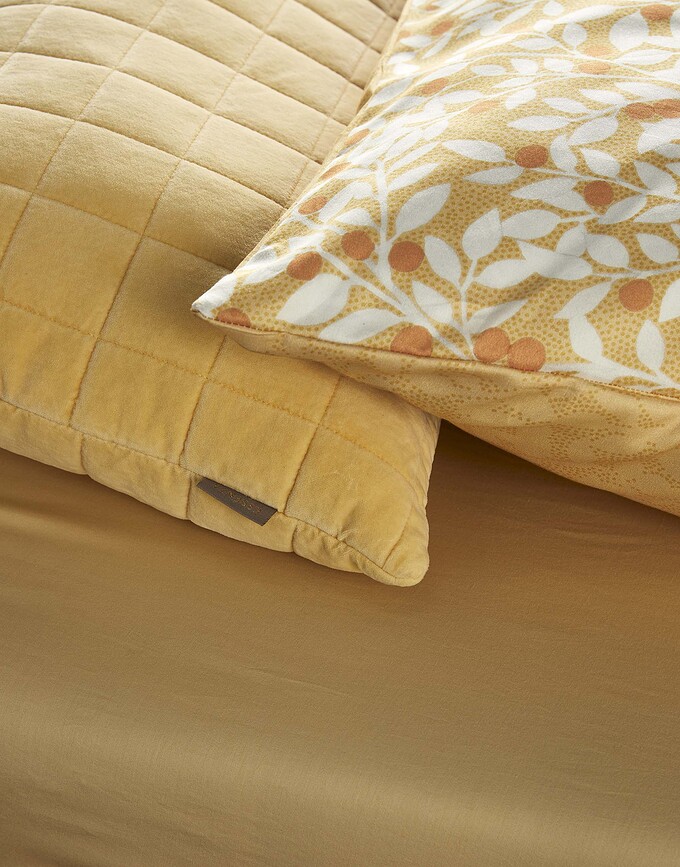 Lenthe Parure de Lit 260 x 220 cm, jaune, finition bouteille, avec 2 taies d'oreiller 60 x 70 cm