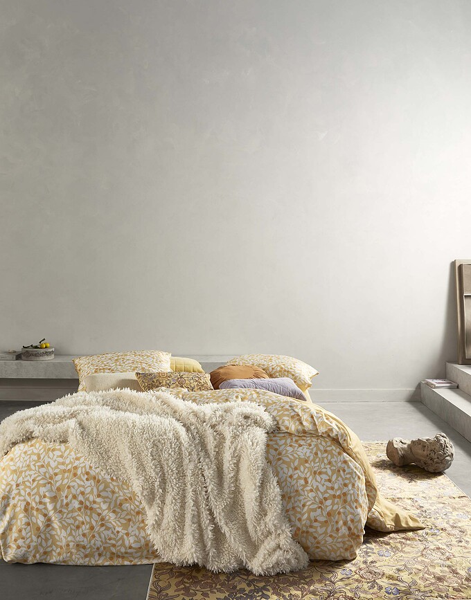 Lenthe Parure de Lit 260 x 220 cm, jaune, finition bouteille, avec 2 taies d'oreiller 60 x 70 cm