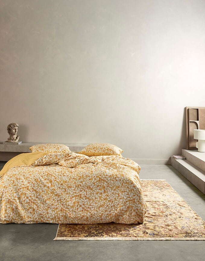 Lenthe Posteljina žuta 260 x 220 cm s 2 jastučnice 60 x 70 cm preklopno zatvaranje