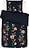 Lenzuola Feda 135 x 200 cm blu con federa per cuscino 60 x 80 cm chiusure a cerniera