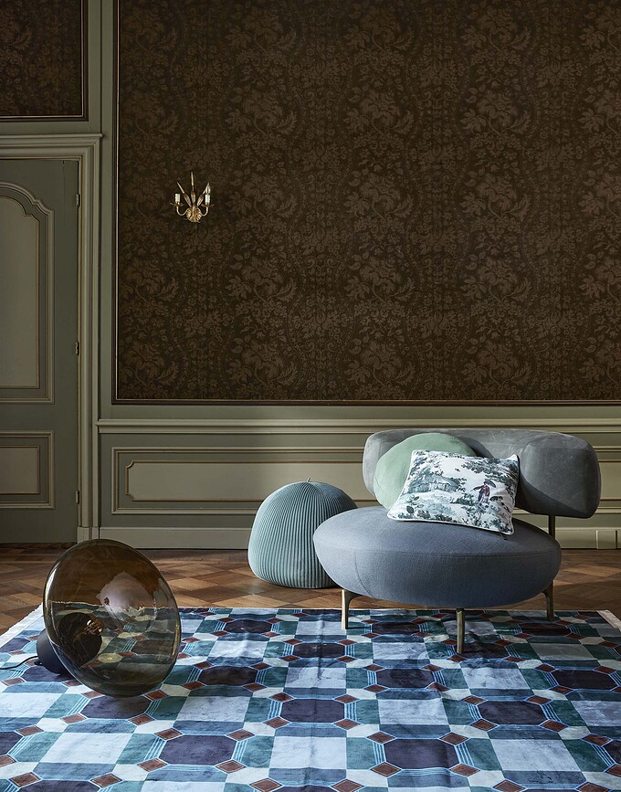 Mads Coussin Décoratif rond, 45 cm, bleu foncé