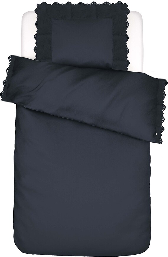 Maen Housse de Couette 155 x 220 cm, bleu marine foncé, avec taie d'oreiller 80 x 80 cm, fermeture éclair