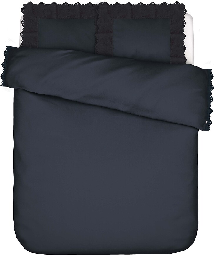 Maen Parure de Lit fermeture rabat, 260 x 220 cm, bleu marine foncé, avec 2 taies d'oreiller 60 x 70 cm