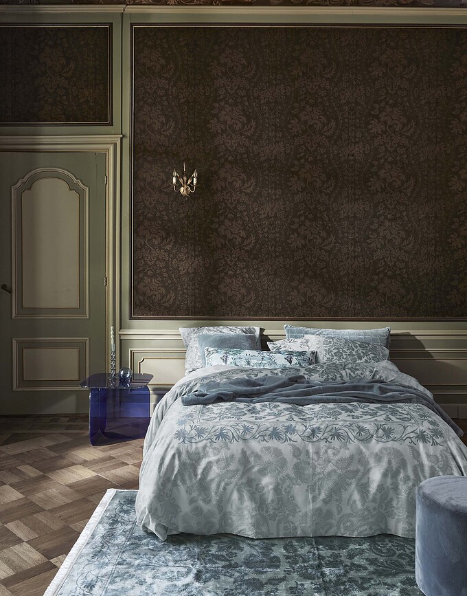 Maere Parure de lit avec rabat, 200 x 220 cm, bleue, 2 taies d'oreiller 60 x 70 cm