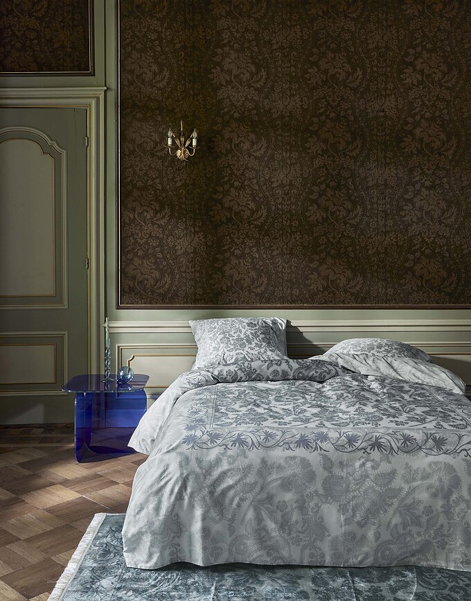 Maere Parure de lit avec rabat, 200 x 220 cm, bleue, 2 taies d'oreiller 60 x 70 cm