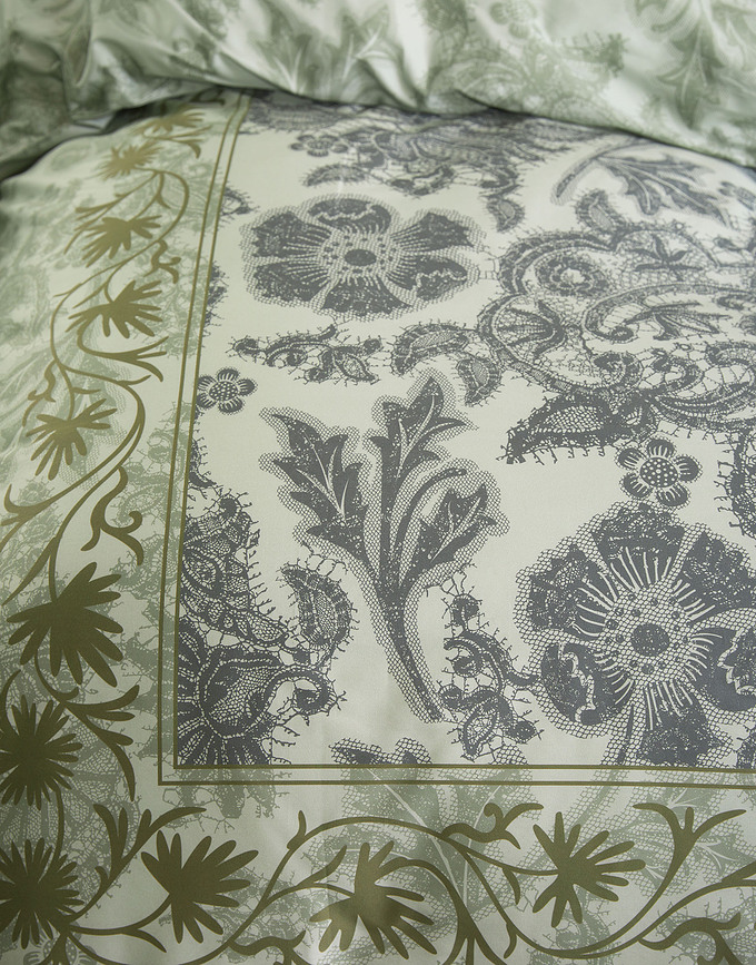 Maere Posteljnina, 260 x 220 cm, zelena, z 2 prevlekama za vzglavnik 60 x 70 cm, zapiranje na preklop