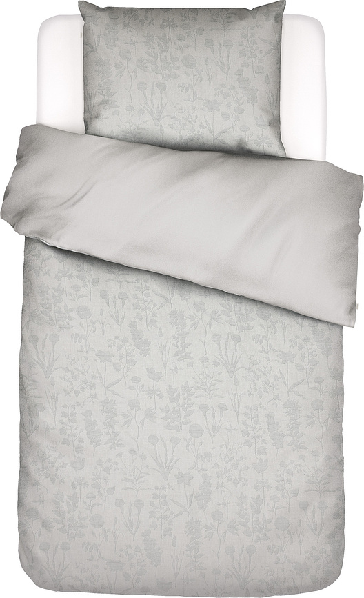 Maribel Parure de Lit 140 x 220 cm, grise, avec taie d'oreiller 60 x 70 cm, fermeture rabat