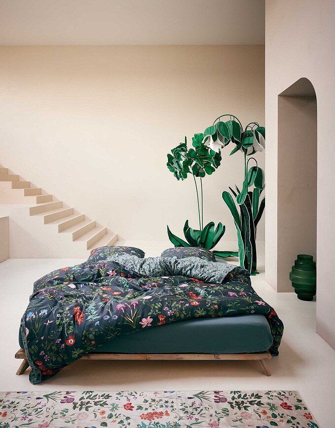 Marigold Parure de Lit, 140 x 200 cm, verte, avec fermeture éclair, taie d'oreiller 70 x 90 cm