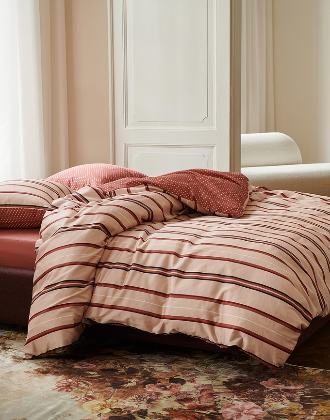 Meryl Parure de Lit, fermeture rabat, 240 x 220 cm, rose, Set 3 pièces (2 taies d'oreiller 60 x 70 cm)