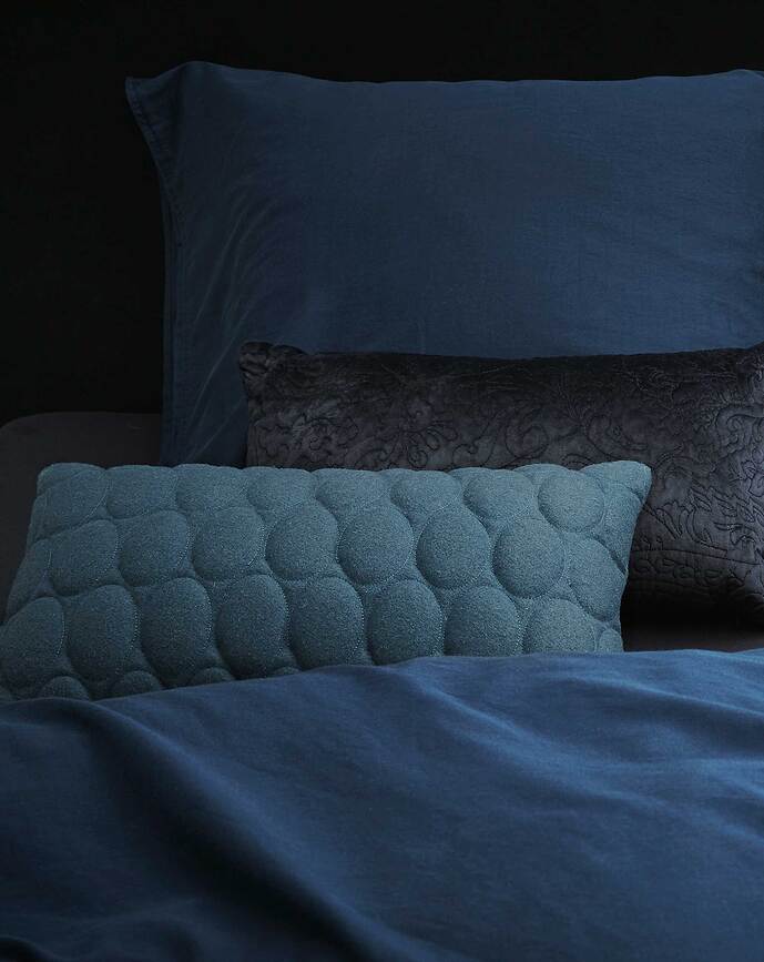 Minte Parure de lit 240 x 220 cm, bleu marine, avec 2 taies d'oreiller 60 x 70 cm, fermeture rabat