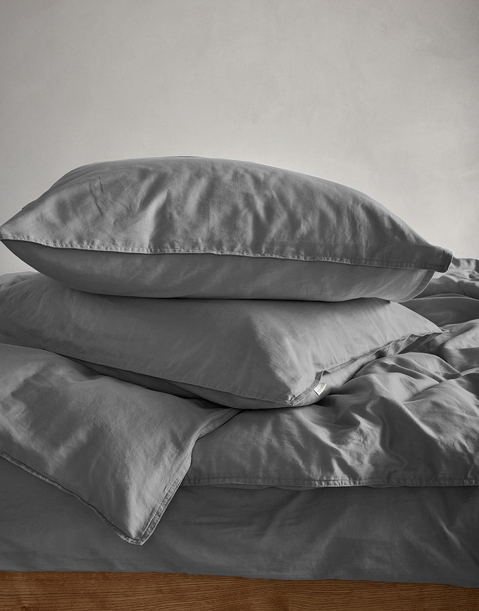 Minte Housse de Couette 160 x 200 cm, gris foncé