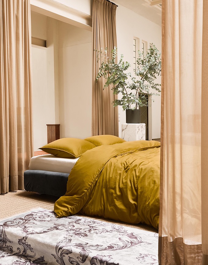 Minte Parure de Lit 200 x 200 cm, olive, avec 2 taies d'oreiller 80 x 80 cm, fermeture éclair