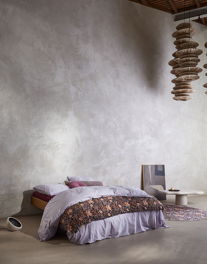 Minte Housse de Couette 140 x 220 cm avec taie d'oreiller 60 x 70 cm, fermeture à rabat, violette