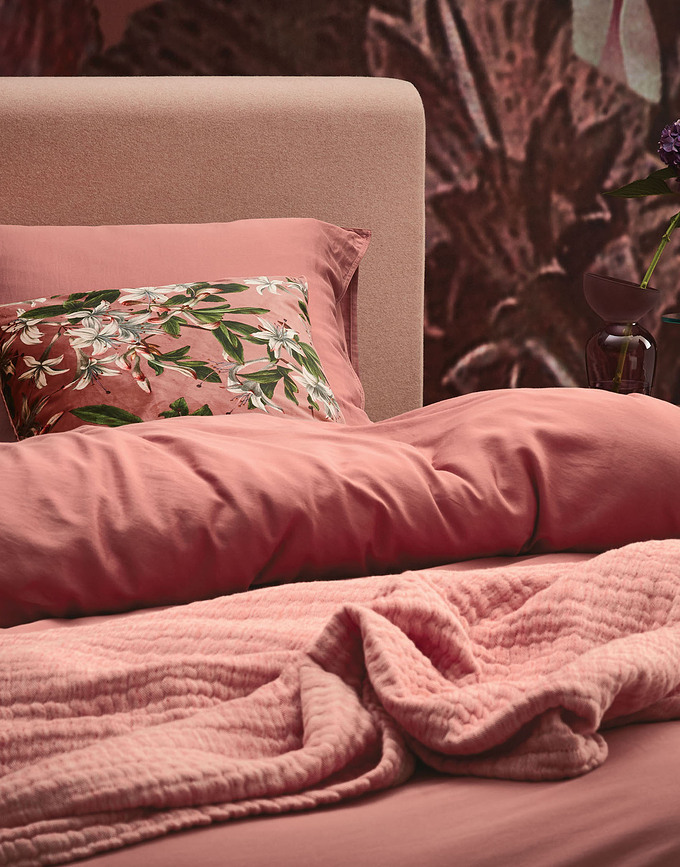 Minte Posteljina s preklopom 260x220 cm koraljna s 2 jastučnice 60x70 cm