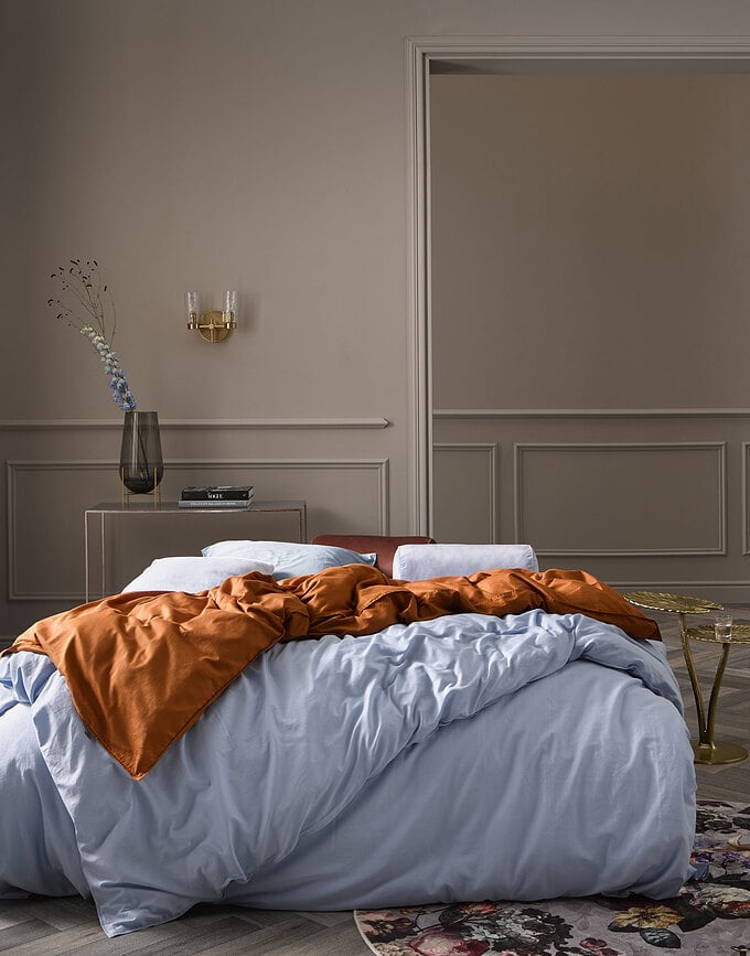 Minte Posteljina plava 200 x 220 cm s 2 jastučnice 60 x 70 cm preklopno zatvaranje