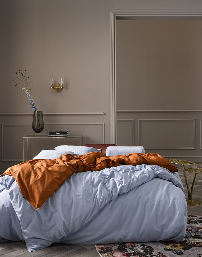 Minte Σετ Παπλωματοθήκης, 260 x 220 cm, γαλάζιο, κλείσιμο φάκελος, με 2 Μαξιλαροθήκες 60 x 70 cm, Σετ 3 τμχ