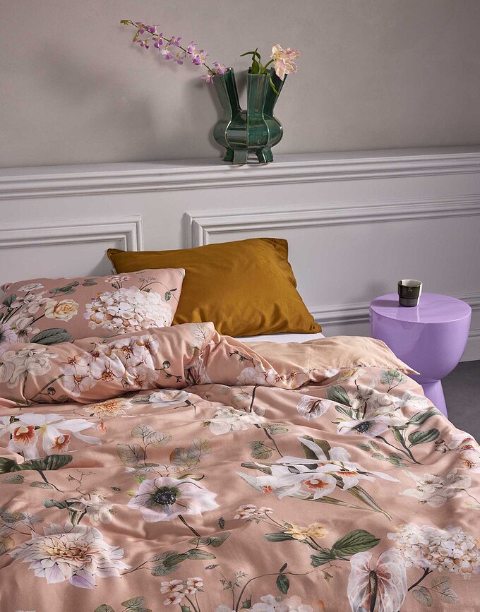 Noe Parure de Lit 155 x 220 cm, avec Taie d'Oreiller 80 x 80 cm, rose, à fermeture à glissière