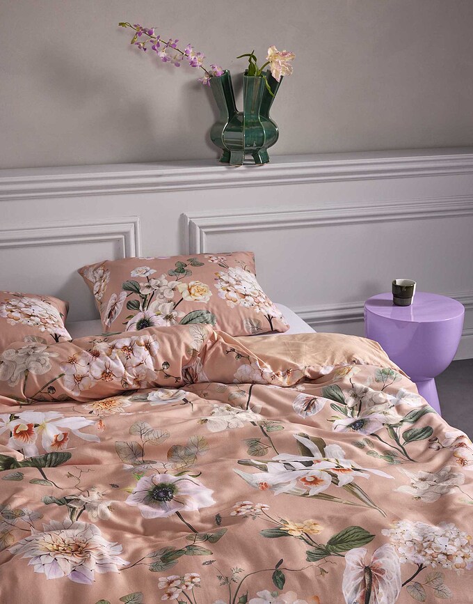 Noe Parure de Lit 155 x 220 cm, avec Taie d'Oreiller 80 x 80 cm, rose, à fermeture à glissière