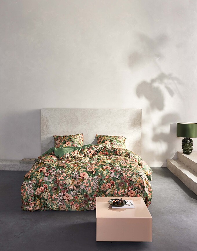 Noleste Parure de Lit à glissière, 140 x 200 cm, verte, 1 taie d'oreiller 70 x 90 cm, Set 2 pièces