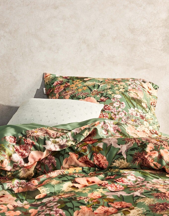 Noleste Posteljina 260 x 220 cm zelena s 2 jastučnice 60 x 70 cm preklopno zatvaranje