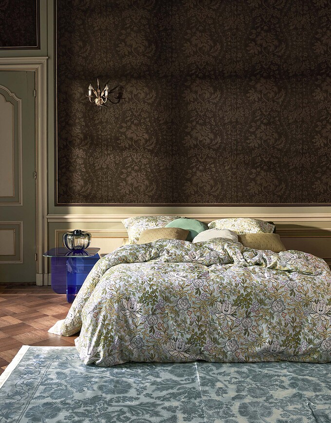 Ophelia Parure de Lit, taie d'oreiller 80 x 80 cm, 155 x 220 cm, bleu clair, fermeture éclair, Set 2 pièces