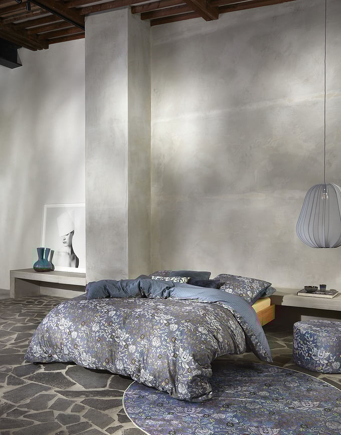 Ophelia Parure de lit 135 x 200 cm, bleue foncée, avec fermeture éclair, 1 taie d'oreiller 60 x 80 cm