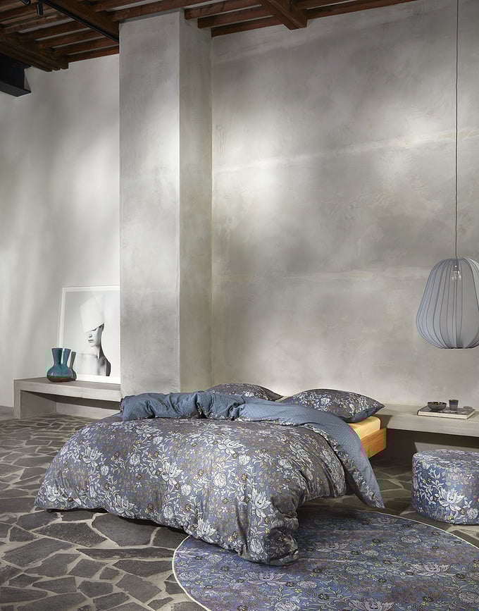 Ophelia Parure de lit 135 x 200 cm, bleue foncée, avec fermeture éclair, 1 taie d'oreiller 60 x 80 cm