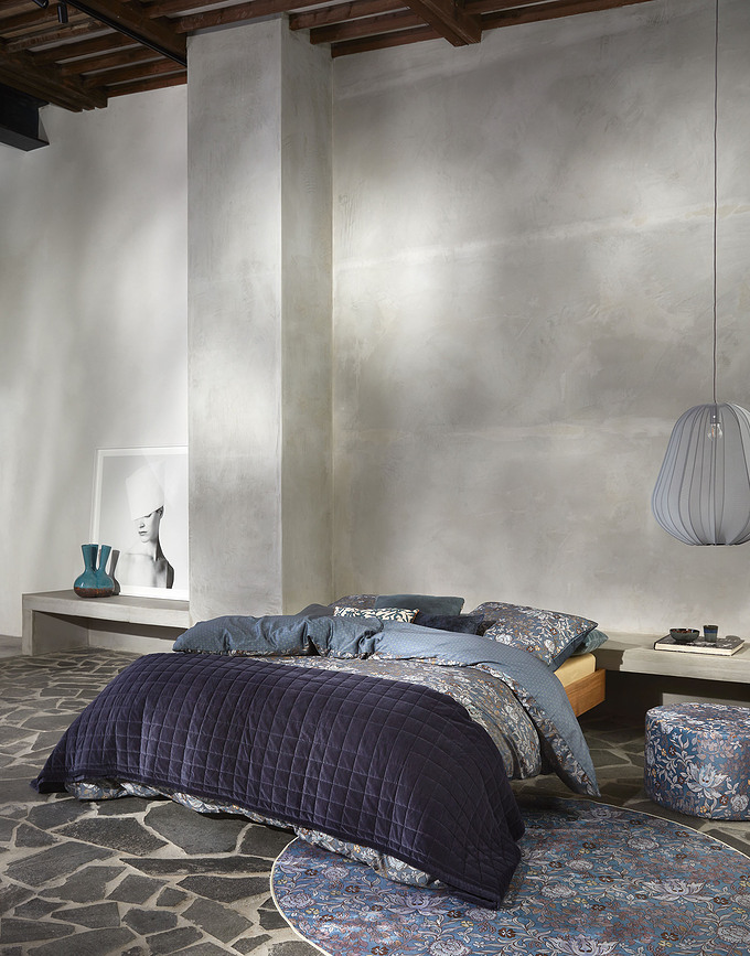 Ophelia Posteljnina z zadrgo, 135 x 200 cm, temno modra, prevleka za vzglavnik 60 x 80 cm, 2 kosa