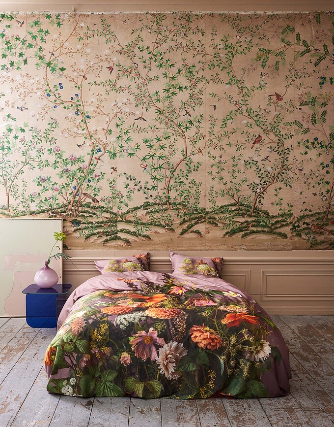 Phaea Parure de Lit 200 x 200 cm, vieux rose, fermeture éclair, 2 taies d'oreiller 80 x 80 cm