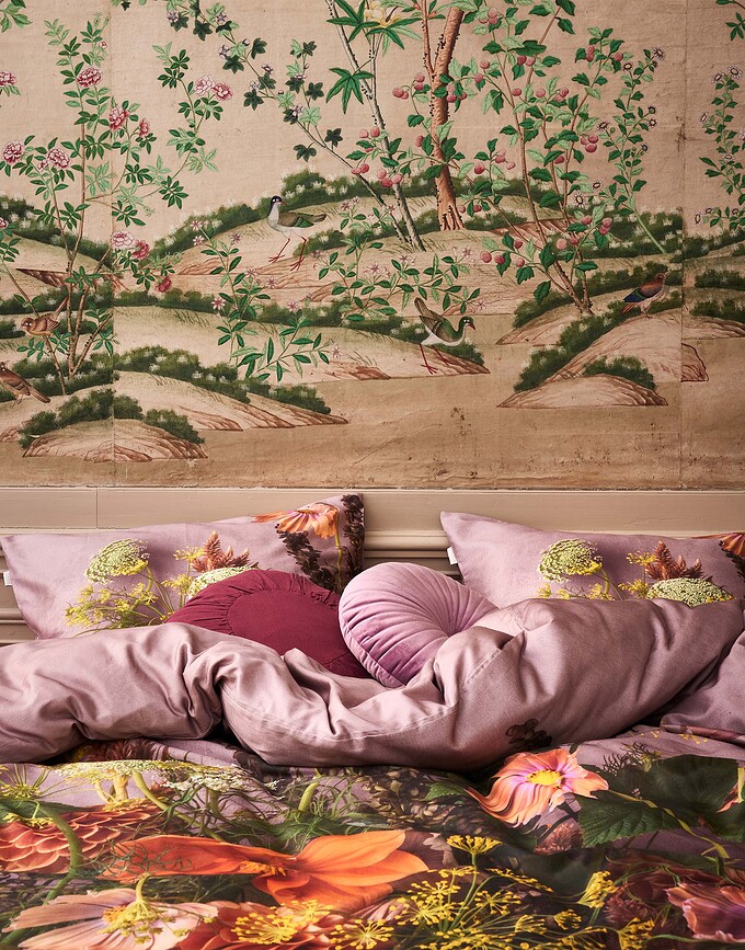 Phaea Parure de Lit 200 x 200 cm, vieux rose, fermeture éclair, 2 taies d'oreiller 80 x 80 cm