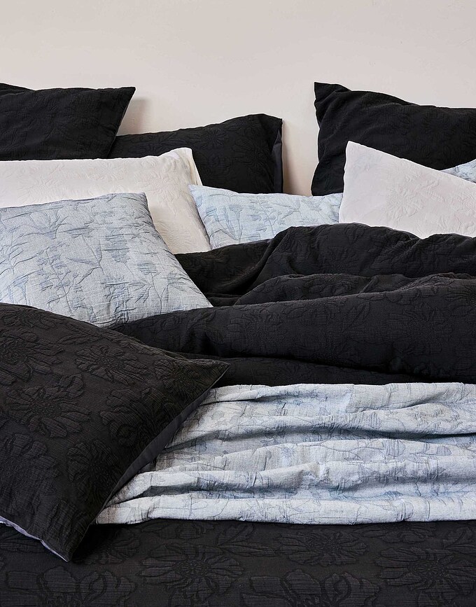 Philippine Parure de Lit avec fermeture éclair, 200 x 200 cm, anthracite, 2 Taies d'oreiller 80 x 80 cm, Set 3 pièces