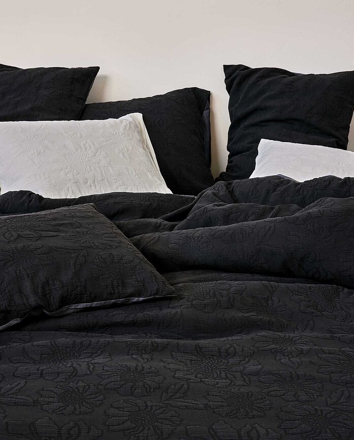 Philippine Parure de Lit avec fermeture éclair, 200 x 200 cm, anthracite, 2 Taies d'oreiller 80 x 80 cm, Set 3 pièces