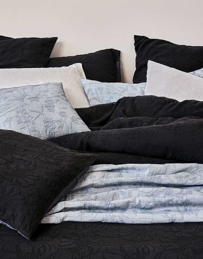 Philippine Set Posteljine antracit 240x220 cm s 2 navlake za jastuk 60x70 cm s preklopom