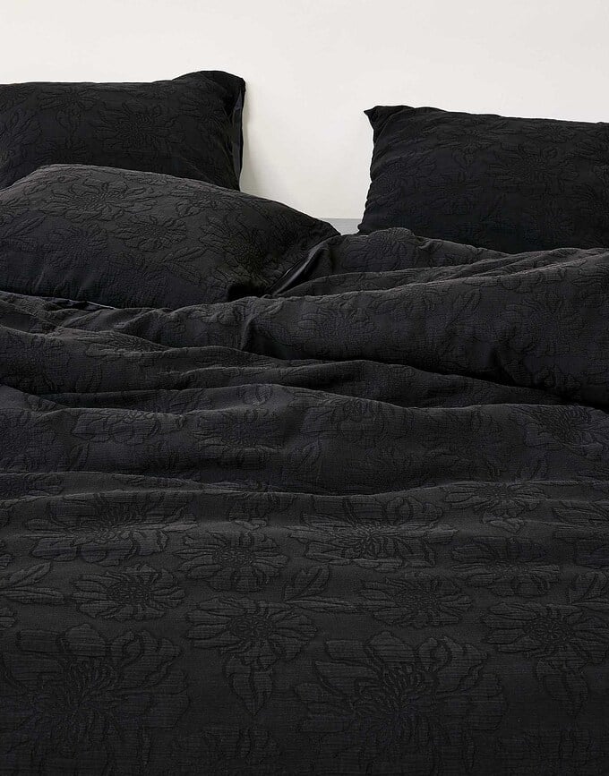 Philippine Set Posteljine antracit 240x220 cm s 2 navlake za jastuk 60x70 cm s preklopom