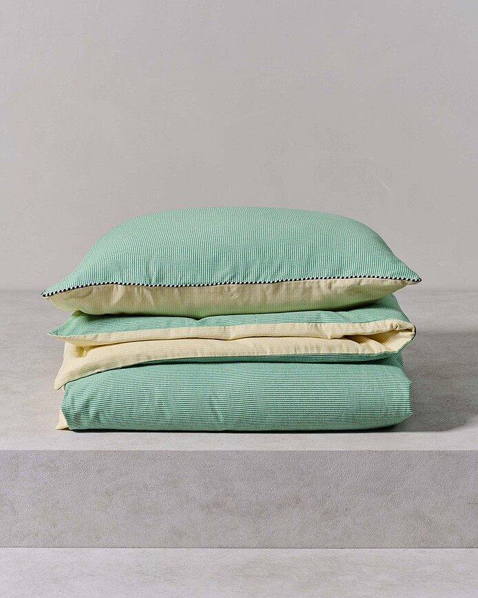 Pied de Cool Housse de Couette 240 x 220 cm, verte, avec rabat, et 2 taies d'oreiller 60 x 70 cm