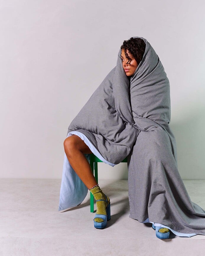 Pied de Cool Navlaka za poplun 240 x 220 cm crna s 2 jastučnice 60 x 70 cm s preklopom