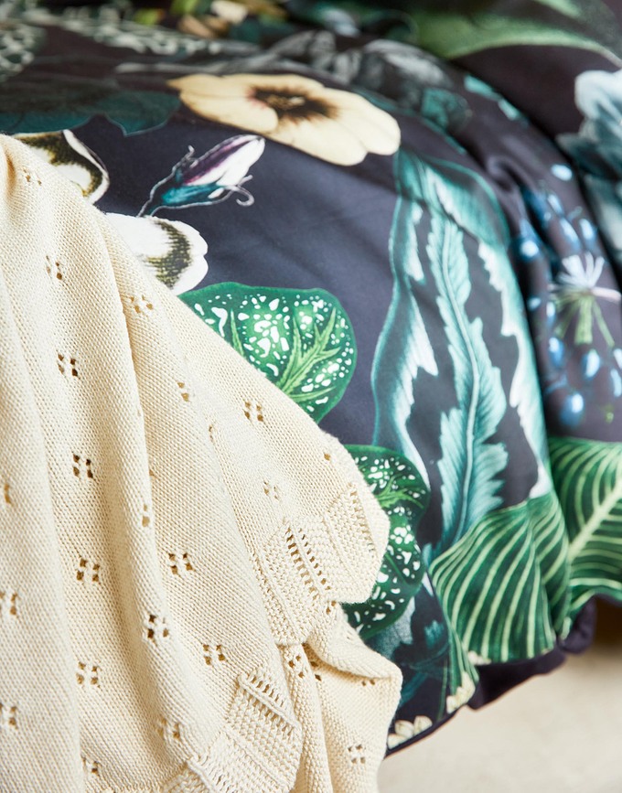 Knitted Ajour Odeja, 130 x 170 cm, rumena