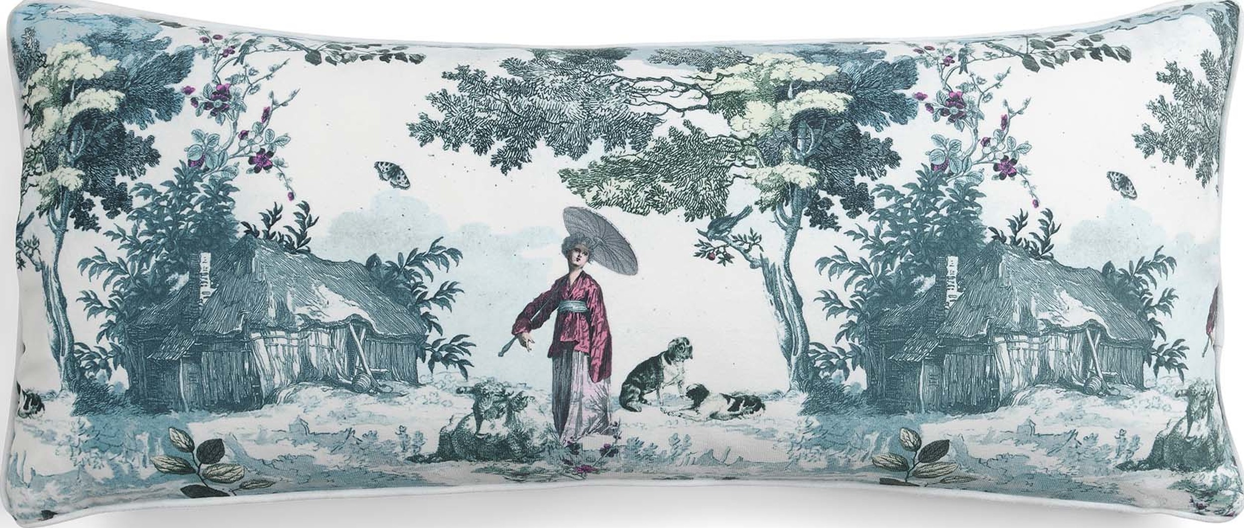 Poduszka dekoracyjna Colette 40 x 90 cm biało-zielona