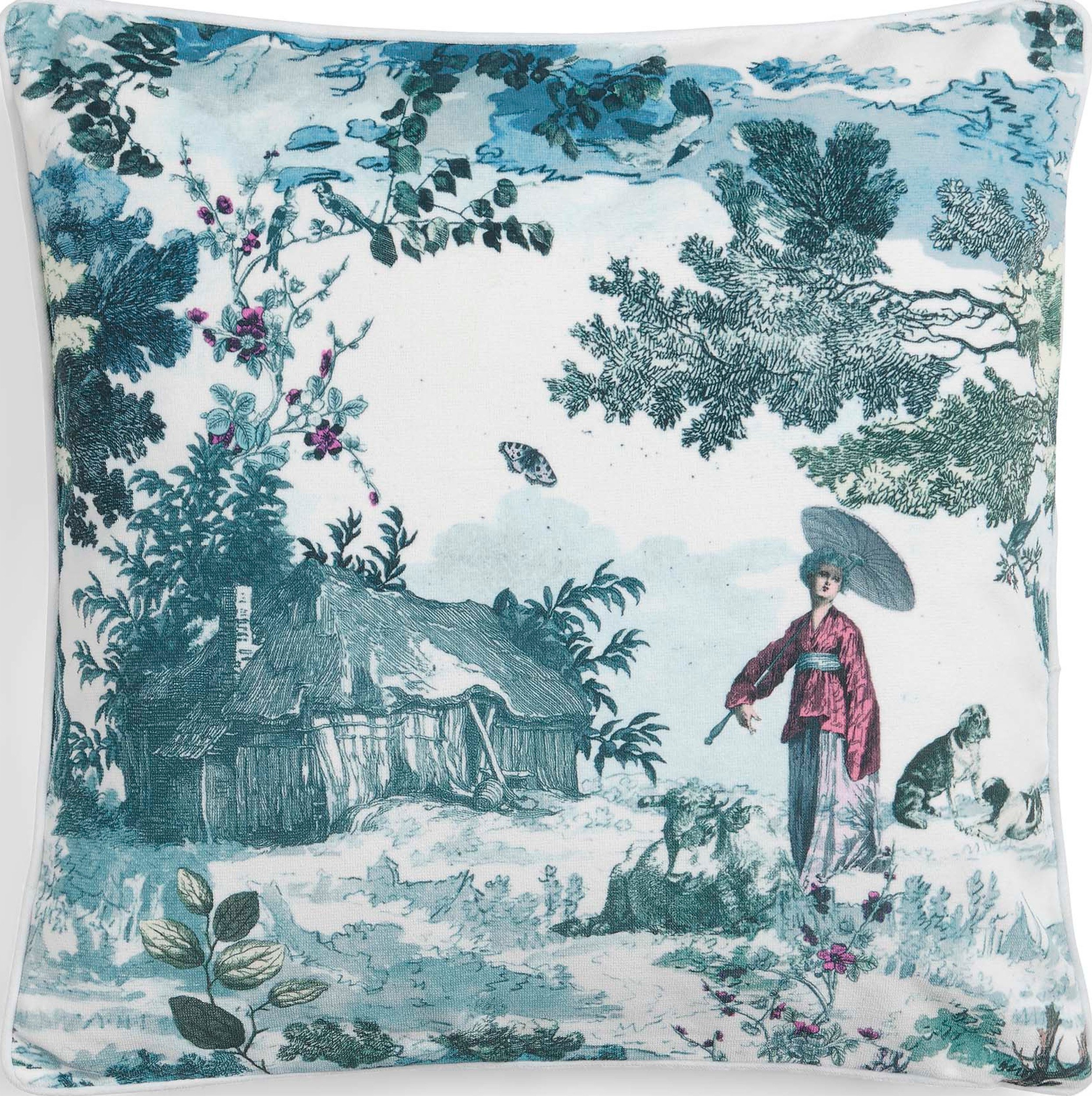 Poduszka dekoracyjna Colette 50 x 50 cm biało-zielona