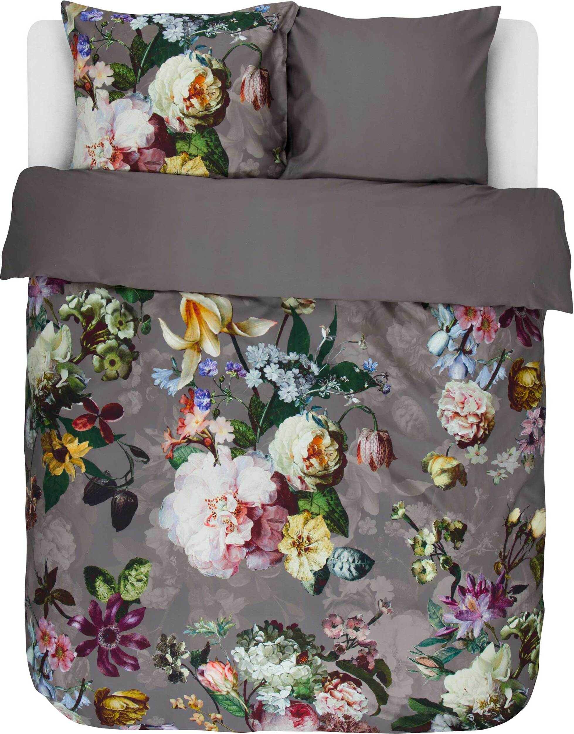 Pościel Fleur 200 x 200 cm taupe z 2 poszewkami na poduszki 80 x 80 cm