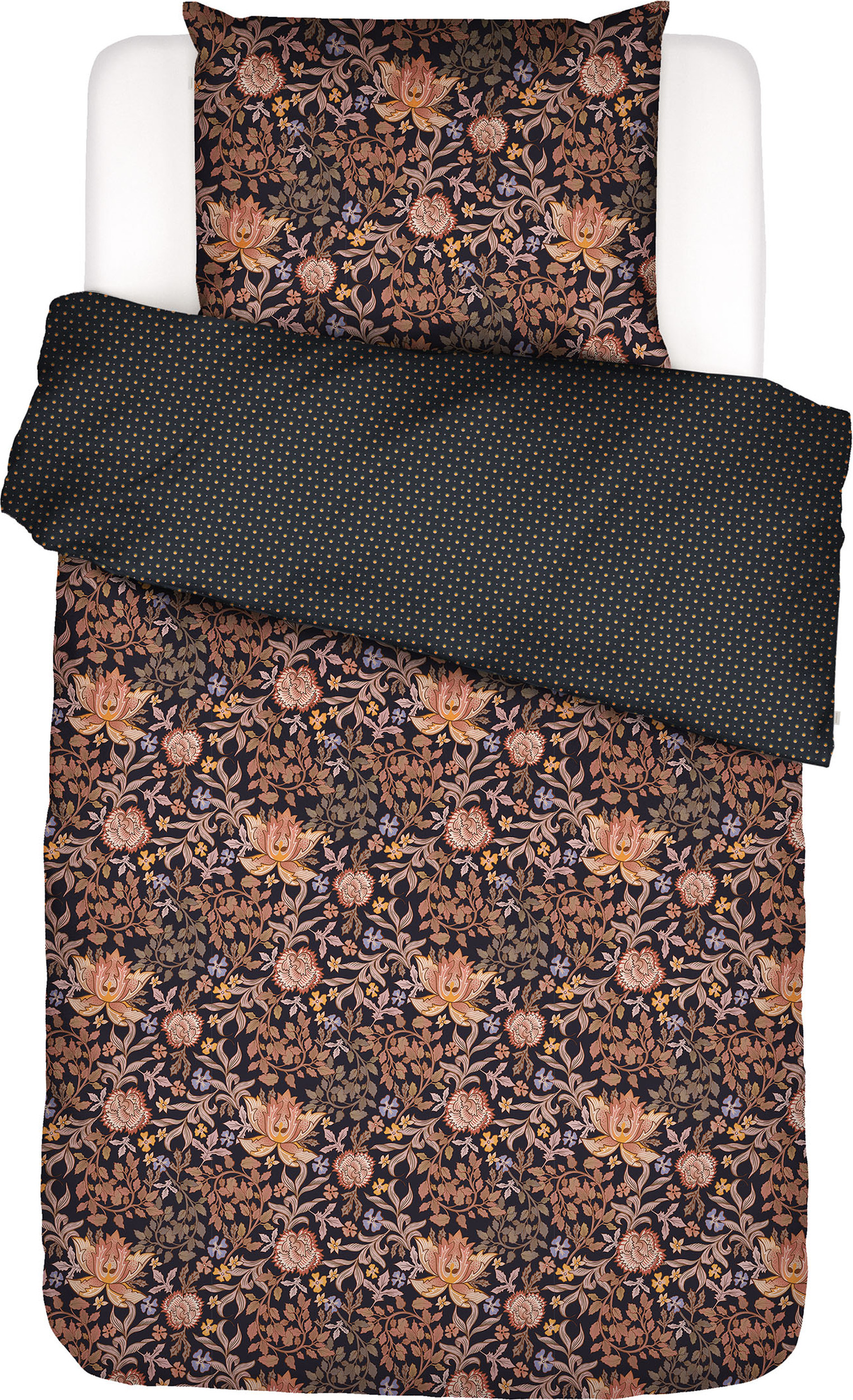 Pościel Ophelia 155 x 220 cm granatowa z poszewką na poduszkę 80 x 80 cm