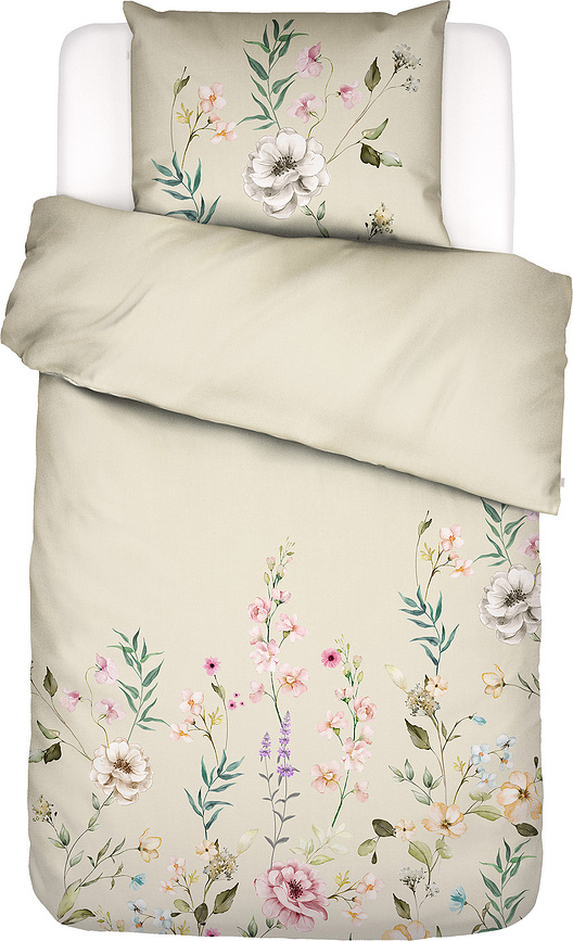 Romee Housse de Couette 140 x 200 cm, vanille, fermeture éclair, pour taie d'oreiller 70 x 90 cm, Set 2 pièces