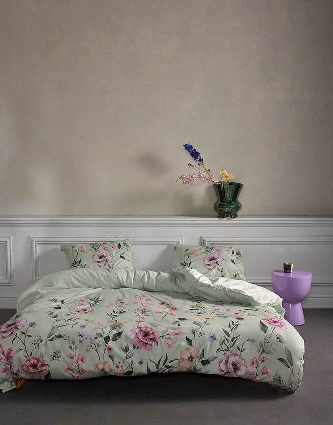 Romee Set Posteljine 240 x 220 cm svijetlozelena s 2 jastučnice 60 x 70 cm na preklop