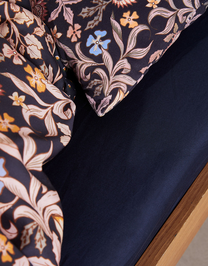 Funda Nórdica Ophelia, 200 x 200 cm, azul marino, cierre de cremallera, Set de 3 piezas (incluye 2 fundas de almohada 70 x 90 cm)