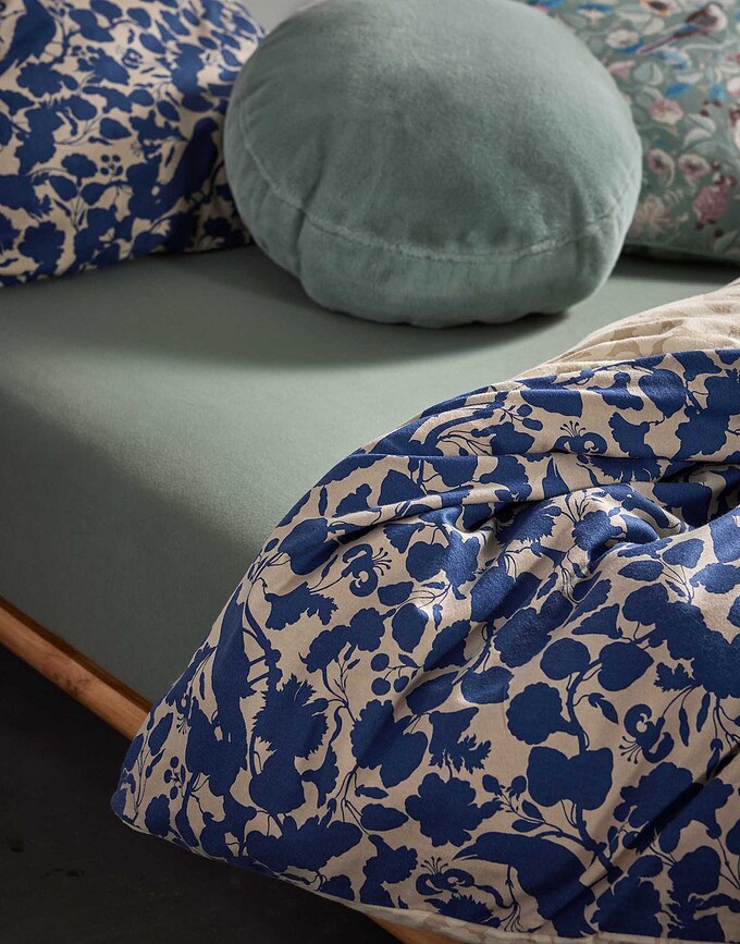 Rosie Parure de Lit à fermeture éclair, 155 x 220 cm, 80 x 80 cm, bleue-beige, Set 2 pièces