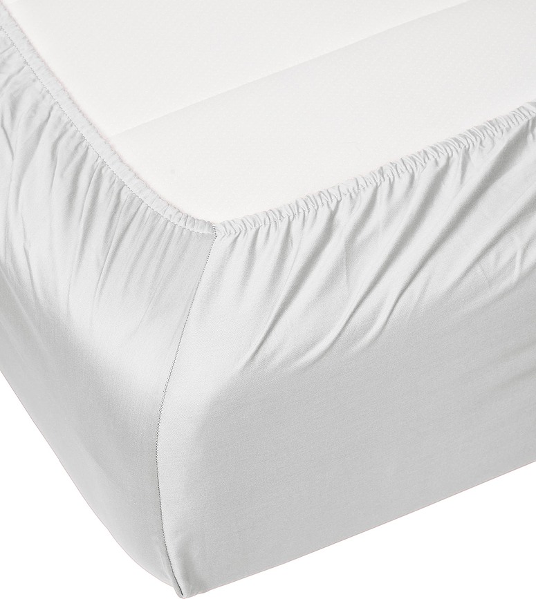 Satin Drap-Housse 180 x 220 cm, blanc