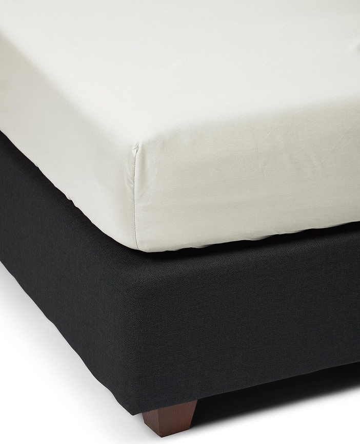 Satin Drap-Housse 180 x 220 cm, blanc