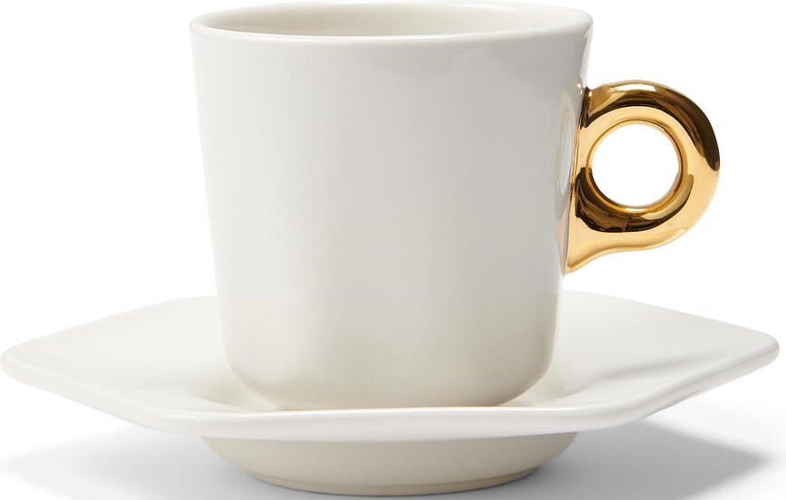 Sculpture Tasse à Espresso avec soucoupe, 90 ml, blanche