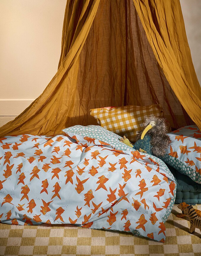 Sofishticated Posteljnina, 140 x 220 cm, modra, z blazino 60 x 70 cm, zapiranje na preklop