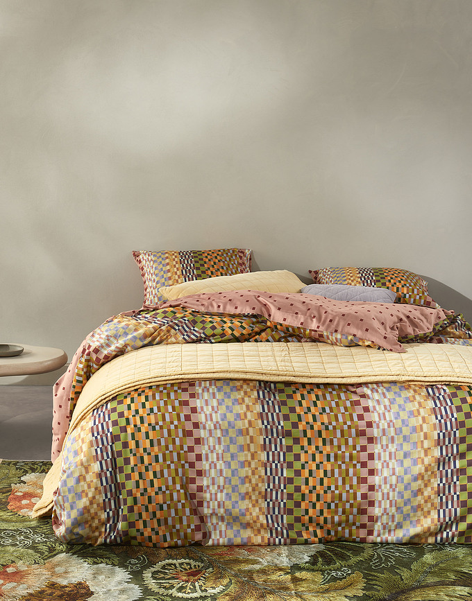 Stach Parure de Lit, 140 x 200 cm, rose antique, fermeture éclair, taie d'oreiller 70 x 90 cm